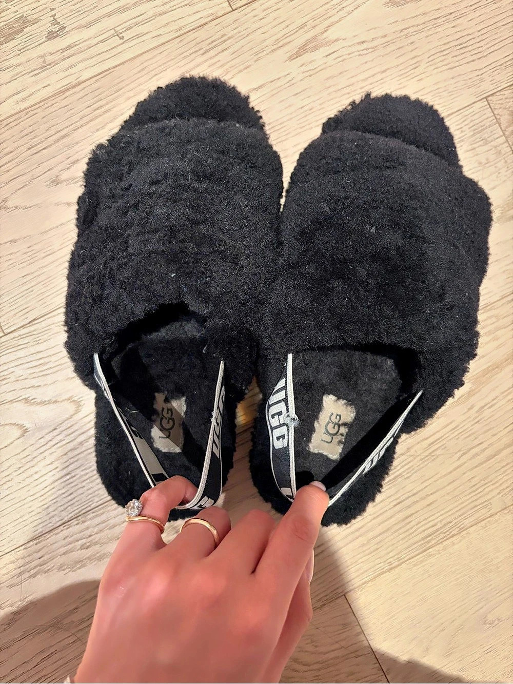 UGG Fluff Yeah Slide Shearling Slippers Black